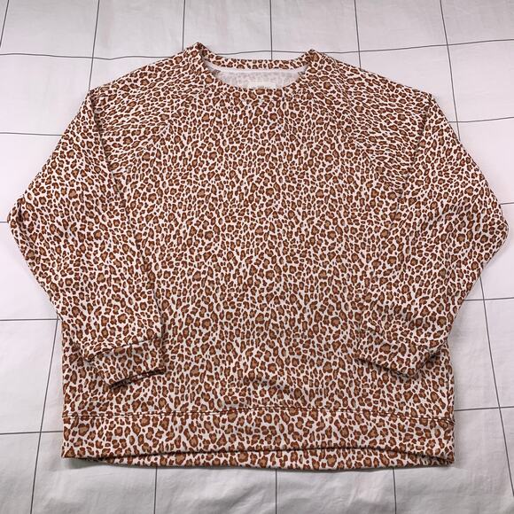 Lou & Grey Leopard Print Pullover Womens Small NWT Oversized Soft Terry Casual - Picture 2 of 8